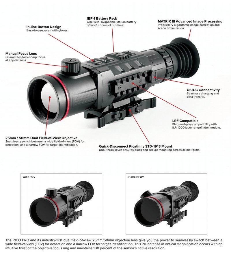 InfiRay USA Rico Pro Thermal Rifle Scope with variable field of view